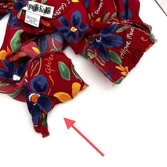 VTG Jacque &‎ Koko Romper Womens 14/16 Pockets Floral Red Multicolor *See Note - Picture 12 of 16